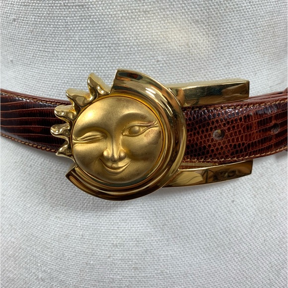 Vintage BARRY KIESELSTEIN CORD celestial belt lizard and alligator sun 90s small - Picture 3 of 16